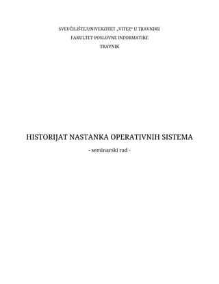 Historijat nastanka operativnih sistema