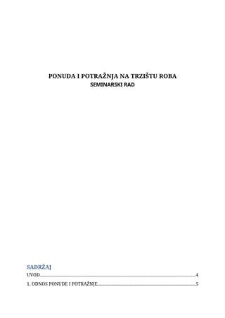 Ponuda i potražnja na tržištu roba
