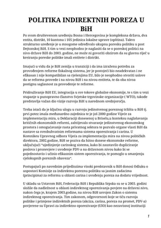 Politika indirektnih poreza u BiH