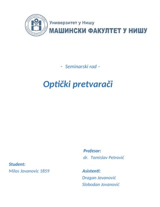 Opticki pretvarači (senzori)