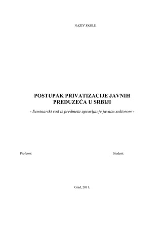 Postupak privatizacije javnih preduzeća u Srbiji