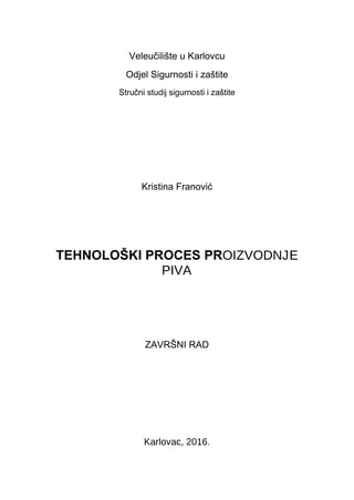 Tehnološki proces proizvodnje piva: zaštita na radu