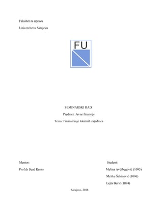 Finansiranje lokalnih zajednica