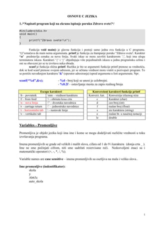 Osnove c jezika: skripta sa primerima
