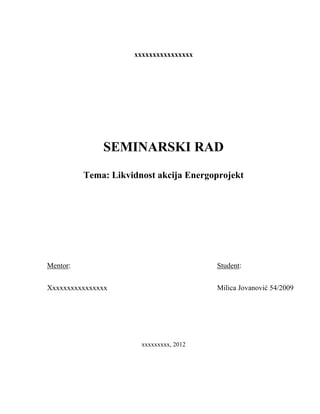 Likvidnost akcija Energoprojek