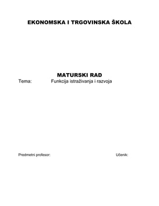 Funkcija istraživanja i razvoja