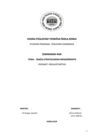 Značaj strategijskog menadžmenta