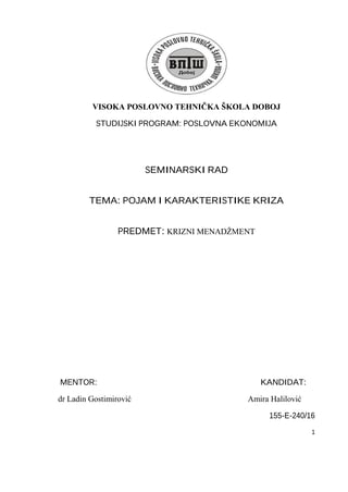 Pojam i karakteristike kriza: analiza slučaja Agrokor d.d.