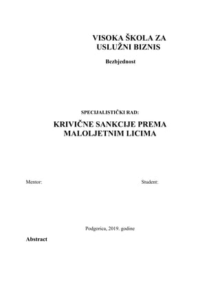 Krivične sankcije prema maloletnim licima