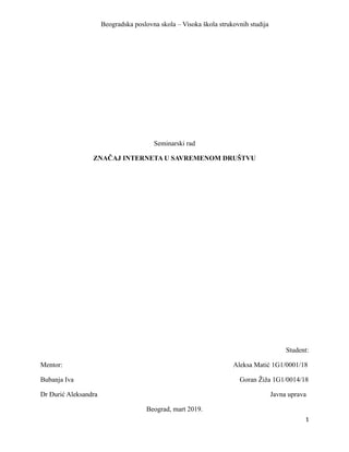 Značaj interneta u savremenom društvu