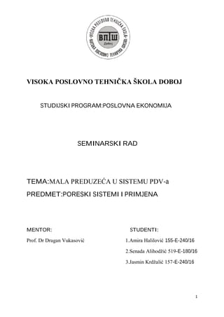 Mala preduzeća u sistemu PDV-a