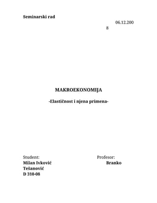 Makroekonomija: elastičnost i njena primena