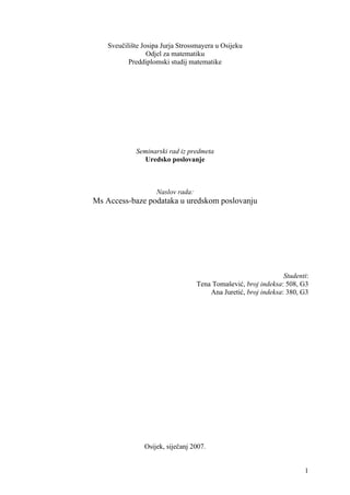 Ms Access-baze podataka u uredskom poslovanju