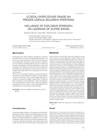 Utjecaj eksplozivne snage na proces učenja skijaških početnika