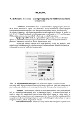 Analiza monopola, oligopola i nesavršene konkurencije