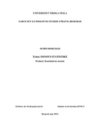 Osnovi statistike: seminarski rad