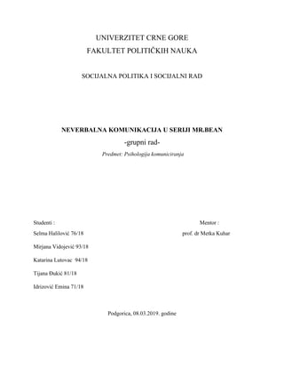 Neverbalna komunikacija u seriji Mister Bin