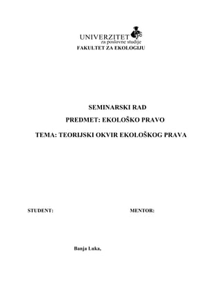 Teorijski okvir ekološkog prava