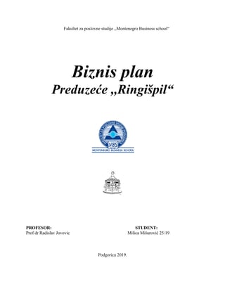 Biznis plan preduzeća ,,Ringišpil“