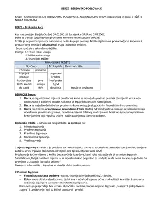 Berze i berzansko poslovanje: skripta