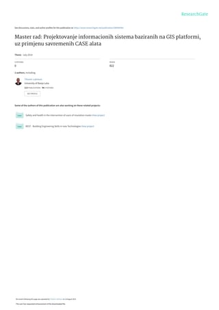 Projektovanje informacionih sistema baziranih na GIS platformi, uz primjenu savremenih CASE alata