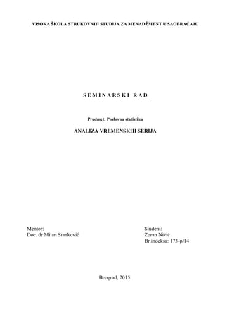 Poslovna statistika Analiza vremenskih serija