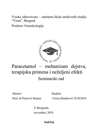 Paracetamol – mehanizam dejstva