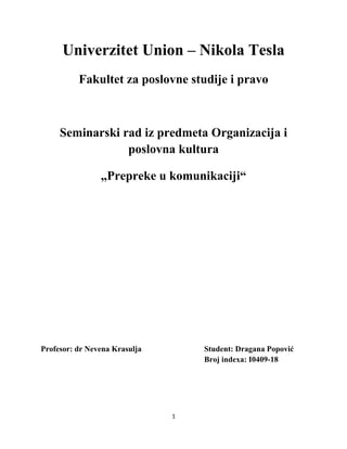 Communication Barriers – Prepreke u komunikaciji