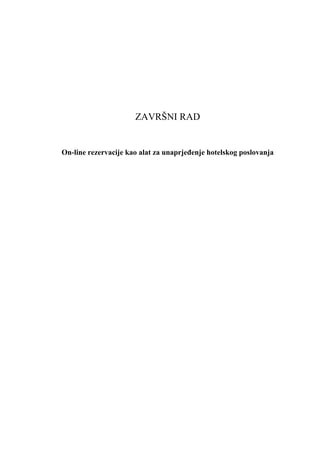 On-line rezervacije kao alat za unaprjeđenje hotelskog poslovanja