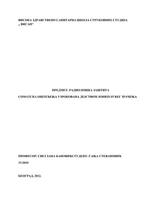 Somatska ostećenja uzrokovana dejstvom jonizujućeg zračenja