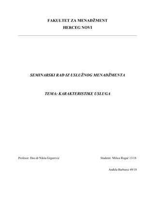 Karakteristike usluga
