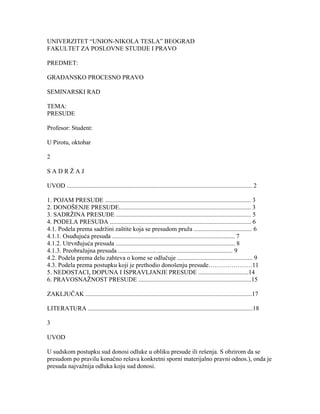 Presude u građanskom procesnom pravu