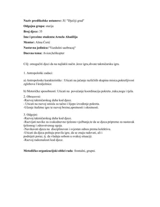 Priprema za aktivnost iz sporta