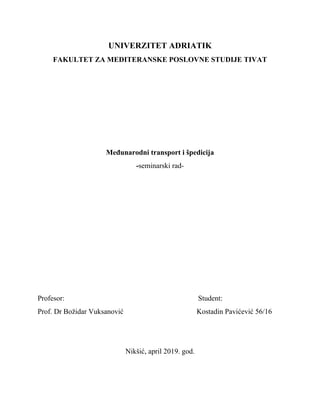 Međunarodni transport i špedicija