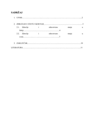 Zdravlje u svetu i kod nas