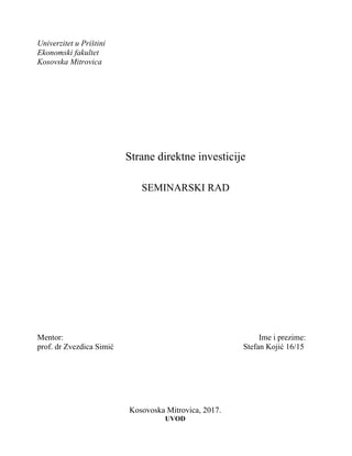 Strane direktne investicije