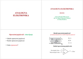 Analogna Elektronika – Operacioni pojačivači i njihova primena