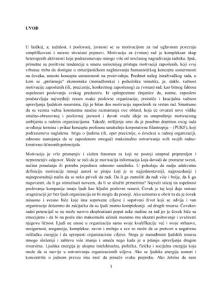 Motivacija zaposlenih kao činilac uspešnosti poslovanja