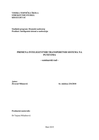 Primena inteligentnih transportnih sistema na putevima