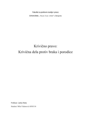 Krivična dela protiv braka i porodice