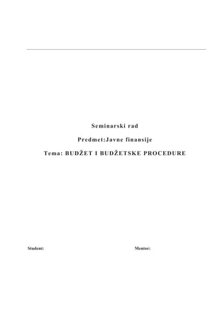Budžet i budžetske procedure