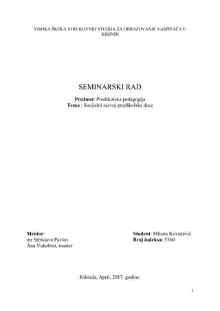 Socijalni razvoj predškolske dece