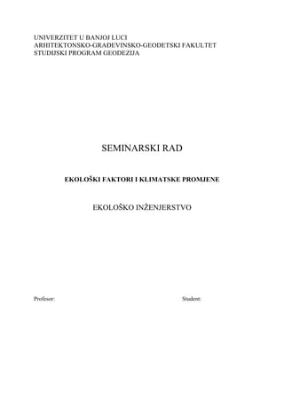 Ekološki faktori i klimatske promjene