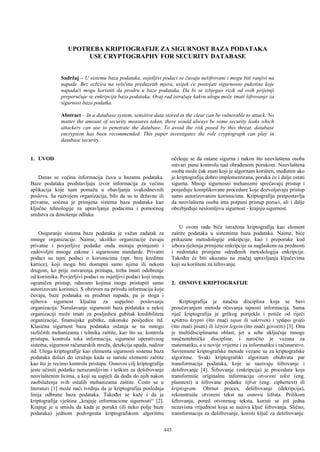 Upotreba kriptografije za sigurnost baza podataka