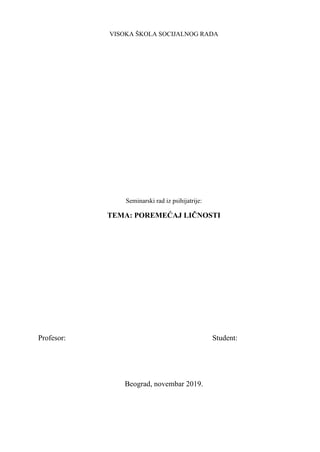 Poremećaji ličnosti: seminarski rad