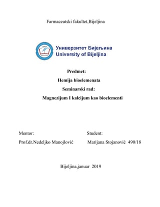 Magnezijum I kalcijum kao bioelementi