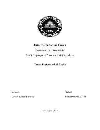 Pretpostavke i fikcije