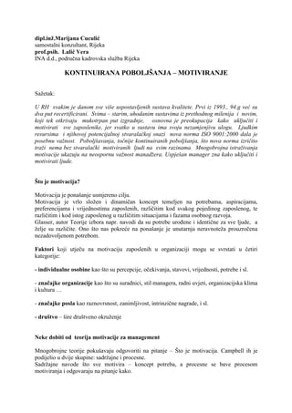 Kontinuirana poboljšanja – motivacija