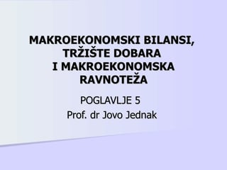 Makroekonomski bilansi, trzište dobara i makroekonomska ravnoteza