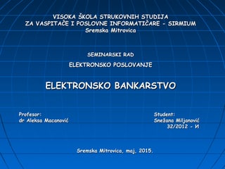 Elektronsko bankarstvo